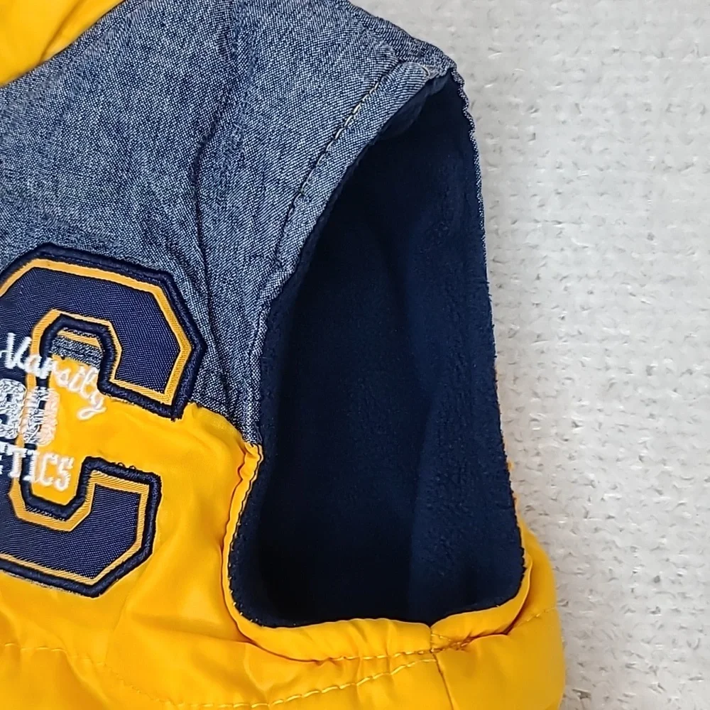 Junior Varsity Athletics Boy’s Yellow Quilted Puffer Jacket/Vest in Yellow/Blue